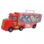 Παιχνίδι Σετ Νταλίκα με 4 Αυτοκινητάκια Pull Back και Εκτοξευτή Κόκκινο 038-14Α