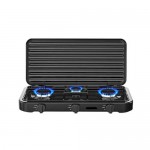 Επιτραπέζια Τριπλή Εστία Υγραερίου Hoomei με 2×2.2KW και Καπάκι Προστασίας