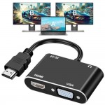 Μετατροπέας HDMI σε VGA και HDMI 2 σε 1 με Ήχο 3.5mm Full HD 1080P