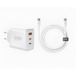 Φορτιστής Ταχείας Φόρτισης Remax CA-20 65W GaN – 2x USB-C & 1x USB-A | Με Καλώδιο USB-C, για Laptop, Smartphone, Tablet