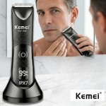 Kemei KM-1840 Επαναφορτιζόμενη Κουρευτική Μηχανή – Κεραμική Λεπίδα, IPX7, LED & LCD Display