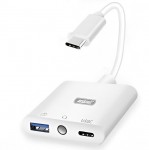 Αντάπτορας USB-C 3 σε 1 Andowl – Hub με USB-A, USB-C & AUX 3.5mm - Για Laptop, Tablet & Smartphone, Φόρτιση & Μεταφορά Δεδομένων
