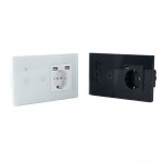 Έξυπνος Διακόπτης Αφής WiFi με Πρίζα Schuko, USB & Type-C – Φωνητικός Έλεγχος Alexa & Google - Γυάλινο Panel, 2 Πλήκτρα, Γρήγορη Φόρτιση 20W