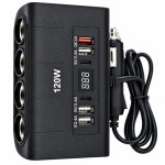 Πολυφορτιστής Αυτοκινήτου 120W – 4 Υποδοχές Αναπτήρα & 4 USB Θύρες - Γρήγορη Φόρτιση QC 3.0, Ψηφιακή Ένδειξη Τάσης, Προστασία Υπερφόρτισης