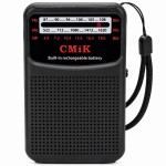 Φορητό Επαναφορτιζόμενο Ραδιόφωνο AM/FM/SW με Ηχείο & Κάρτα Μνήμης CMiK Μαύρο