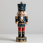 Ξύλινος Καρυοθραύστης 36cm – Χριστουγεννιάτικο Διακοσμητικό - Παραδοσιακή Φιγούρα Στρατιώτης με Τύμπανο, για Σαλόνι & Τζάκι Μπλε