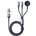 Καλώδιο Φόρτισης 4 σε 1 - Έως 100W, Type-C, Lightning & Ασύρματη Φόρτιση Ρολογιών, 1.2m