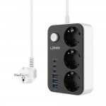 Πολύπριζο Ασφαλείας με 3 Πρίζες & 6 Θύρες USB - Προστασία, PD 20W, Καλώδιο 2m