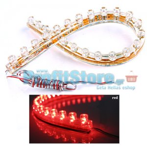 Εύκαμπτη Ταινία 24x LED Αυτοκινήτου RED - 24 εκατοστά