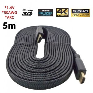 High Speed HDMI 1.4 3D καλώδιο με Ethernet - 5m Flat Heavy Duty - 1080p Full HD Gold Plate