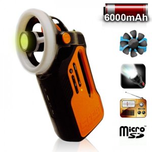 Φακός LED, Power Bank, USB,SD Mp3 Player, FM Radio &amp; Ανεμιστήρας BRAND TP-1201
