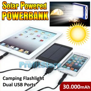 Ηλιακή Μπαταρία Φορτιστής 2,1A &amp; Φωτιστικό LED - Solar Power Bank ES30000 OEM