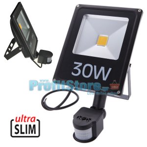 Ultra Slim Προβολέας LED 30w με Ανιχνευτή Κίνησης Λευκό 6000K Υψηλής Φωτεινότητας