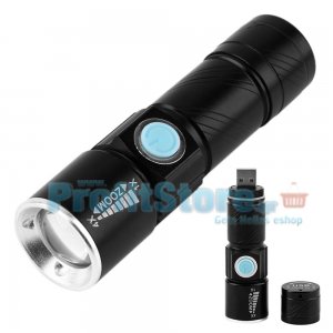 Mini Tactical Φακός ZOOM 200LM USB - Υψηλής Φωτεινότητας CREE LED Q5