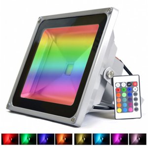 RGB LED Προβολέας 50W Αδιάβροχος με Τηλεχειρισμό &amp; Εναλλασσόμενο Πολύχρωμο Φωτισμό