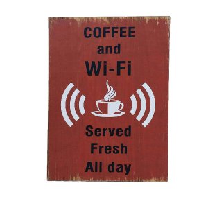 Διακοσμητική Ξύλινη Πινακίδα (30Χ40cm) Coffee Wifi