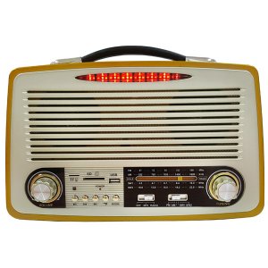 Retro Φορητό Επαναφορτιζόμενο Ραδιόφωνο USB,SD Mp3 Player Kemai Καφέ