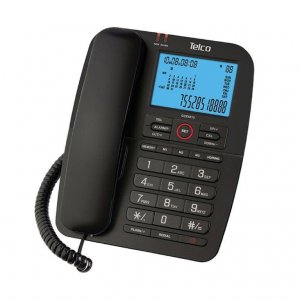 TELCO Επιτραπέζιο Ενσύρματο Σταθερό Τηλέφωνο με Φωτιζόμενη LCD Οθόνη,Αναγνώριση Κλήσης,Ανοιχτή Συνομιλία,13 Μνήμες και 16 Μελωδίες Μαύρο