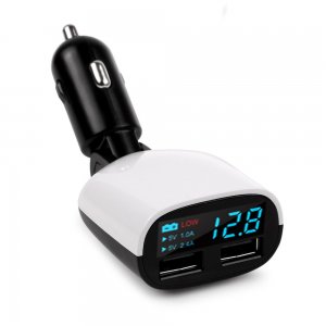 Φορτιστής Αναπτήρα Αυτοκινήτου LED 2x USB 3.4A με Βολτόμετρο ΧΒΧ018