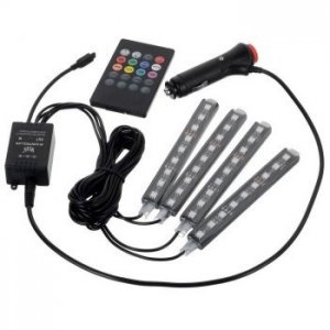 Φώτα Εσωτερικού Χώρου Αυτοκινήτου RGB LED 12V με Τηλεχειρισμό - Σετ των 4 Τεμαχίων