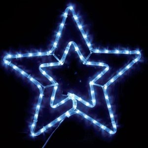Αστέρι Διπλό Λευκό - Θερμό Led Φωτοσωλήνας 55x56cm - Χριστουγεννιάτικο Αστέρι Σωλήνας