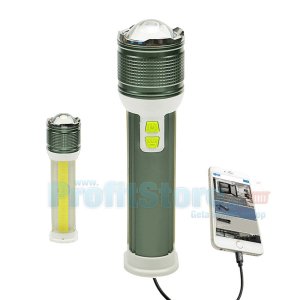 Επαναφορτιζόμενος Διπλός Φακός LED Cree SUPER ZOOM &amp; Powerbank USB 3 σε 1