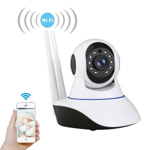 Ασύρματη IP WiFi,Ethernet Κάμερα HD 720p Pan,Tilt με Αισθητήρα Κίνησης, Νυχτερινή Λήψη, Ειδοποίηση στο Κινητό, Μικρόφωνο, Ηχείο, 2 Κεραίες &amp; Micro SD