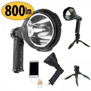 Επαναφορτιζόμενος Φακός LED 800Lm XML &amp; Powerbank με Πιστολοειδή Λαβή W536 Plus