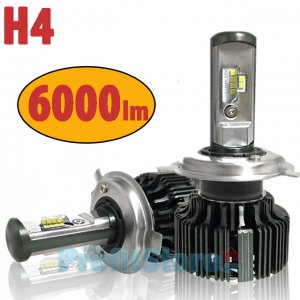 Turbo Led Λάμπες Φώτα Η4 Αυτοκινήτου Angle Adjust 360ᵒ 6000lumens (2x3000lm) 60W (2x30w) με Τεχνολογία CSP - Led Headlight T6