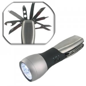 Φακός 200Lm LED - Πολυεργαλείο 10 σε 1 με Μαχαίρια, Ψαλίδι, Ανοιχτήρι, Κατσαβίδι, Λίμα, Πριονάκια, Κλειδιά