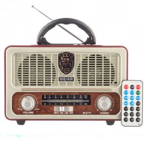 Φορητό Retro Επαναφορτιζόμενο Ραδιόφωνο &amp; Mp3 Player με Τηλεχειριστήριο FM,AM,SW3, USB, SD, TF CARD, AUX - Meier M-U111