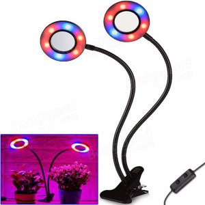 Διπλό LED Φωτιστικό USB Ανάπτυξης Φυτών Full Spectrum με Κλιπ &amp; Εύκαμπτο Βραχίονα - Λάμπα Θερμοκηπίου - Plant Grow Light