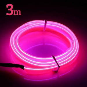 Εύκαμπτο LED Καλώδιο 3m - Φωτιζόμενη Ταινία για την Εσωτερική Διακόσμηση κάθε Αυτοκινήτου - Ροζ