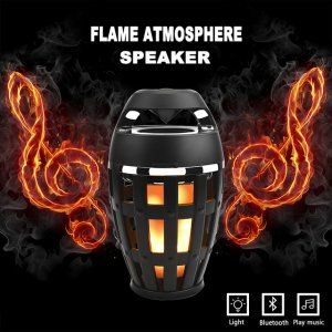 Νέο Ατμοσφαιρικό Ασύρματο Bluetooth Ηχείο &amp; Φωτιστικό με Εφέ Φλόγας Κεριού - Multimedia Speaker, TF,MP3 Player
