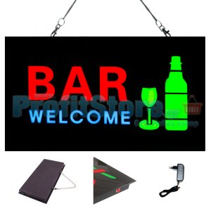 Extra Bright Φωτιζόμενη Διαφημιστική Πινακίδα BAR WELCOME - Επιγραφή LED Epoxy Resin