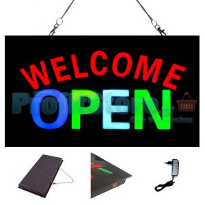 Extra Bright Φωτιζόμενη Διαφημιστική Πινακίδα WELCOME OPEN - Επιγραφή LED Epoxy Resin
