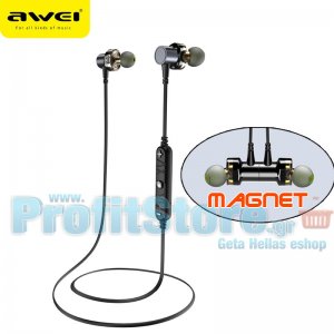 Αδιάβροχα Μαγνητικά Ασύρματα Ακουστικά Handfree Bluetooth με Dual Drive, Μικρόφωνο CVC Ηχομόνωση - Σχεδιασμένο για Άθληση, Τρέξιμο κα AWEI Newest