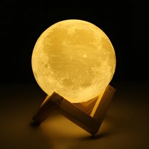 Μίνι Ανάγλυφο Φωτιστικό Αφής 11cm 3D Φεγγάρι Moon Light LED με Μπαταρίες &amp; Εναλλαγή Χρωμάτων - Mini Moonlight