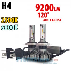 LED Φώτα Αυτοκινήτου H4 White 6500k &amp; Yellow 2500k, 120ᵒ Angle Adjust, 9200LM (2x4600), 50W (2x25W) CAN BUS 12V