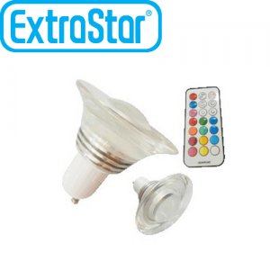 RGB Led Λάμπα GU10 3Watt με Τηλεχειριστήριο