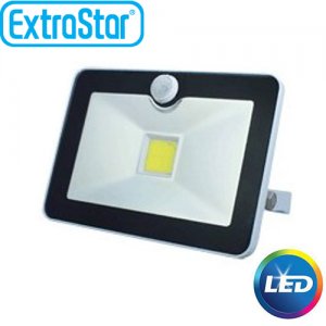 Extra Slim Προβολέας LED ExtraStar 20W με Ψυχρό Φως και Αισθητήρα Κίνησης