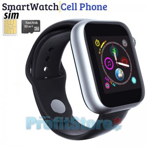 Smart Watch - Ρολόι Κινητό Τηλέφωνο Sim Handsfree με Οθόνη Αφής, Αισθητήρα Κίνησης, World Clock, Κάμερα, Βηματομετρητή, Μέτρηση Ύπνου, Facebook , Web