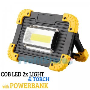 Επαναφορτιζόμενος LED Φορητός Προβολέας 20W - Φακός &amp; Φωτιστικό Εργασίας με Powerbank - Ultra Slim COB Working Light