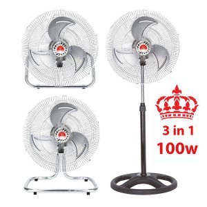 Ανεμιστήρας 3 σε 1 100W Περιστρεφόμενος Βιομηχανικού Τύπου, Ορθοστάτης, Επιτραπέζιος και Επιτοίχιος 50cm FS-4521