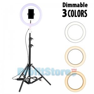 Δαχτυλίδι Ring Lamp Light LED USB Φ 26cm με 3 Χρώματα Φωτισμού, 2,1μ Τρίποδο &amp; Βάση για Κάμερα ή Κινητό - Φωτογραφικό Φωτιστικό