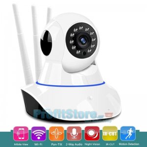 Ασύρματη IP WiFi,Ethernet Κάμερα HD Pan,Tilt με Νυχτερινή Λήψη, Ανιχνευτή Κίνησης, Ειδοποίηση στο Κινητό, Μικρόφωνο, Ηχείο, Σειρήνα, 3 Κεραίες &amp; SD