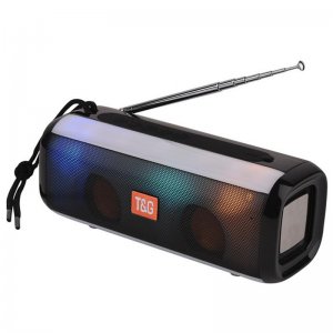 Φορητό Ασύρματο Ηχείο Bluetooth με LED Φωτισμό &amp; FM Ραδιόφωνο - Ηχοσύστημα Multimedia Player Radio Μάυρο
