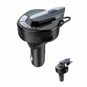 Ασύρματος Πομπός Handsfree με Ακουστικό Bluetooth &amp; USB Φορτιστής Αυτοκινήτου -  Micro SD - TF, USB, MP3 Player με LCD Οθόνη - Car FM Transmitter