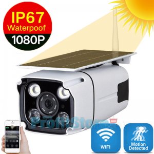 Ηλιακή Αδιάβροχη Ασύρματη IP WiFi Κάμερα Full HD 1080p P2P με Νυχτερινή Λήψη, Ανιχνευτή Κίνησης, Ειδοποίηση στο Κινητό, Μικρόφωνο, Ηχείο, &amp; Micro SD