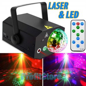 LED &amp; LASER Φωτορυθμικό με Beam LED Effects, Strobe Effect &amp; Laser - Πλήρες Σετ Φωτισμού Εκδήλωσης, Γάμου, Πάρτι με Τηλεχειριστήριο